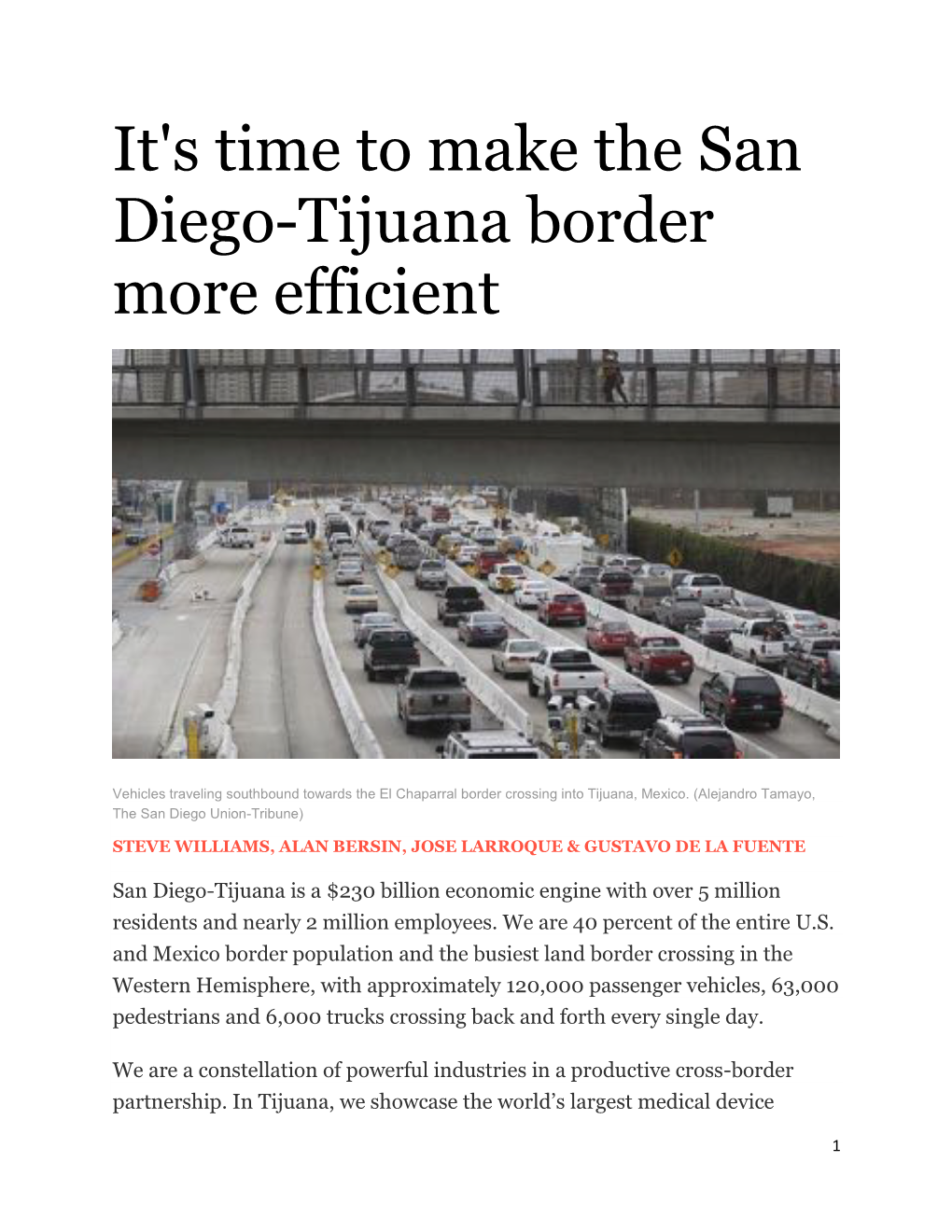 It's Time to Make the San Diego-Tijuana Border More Efficient