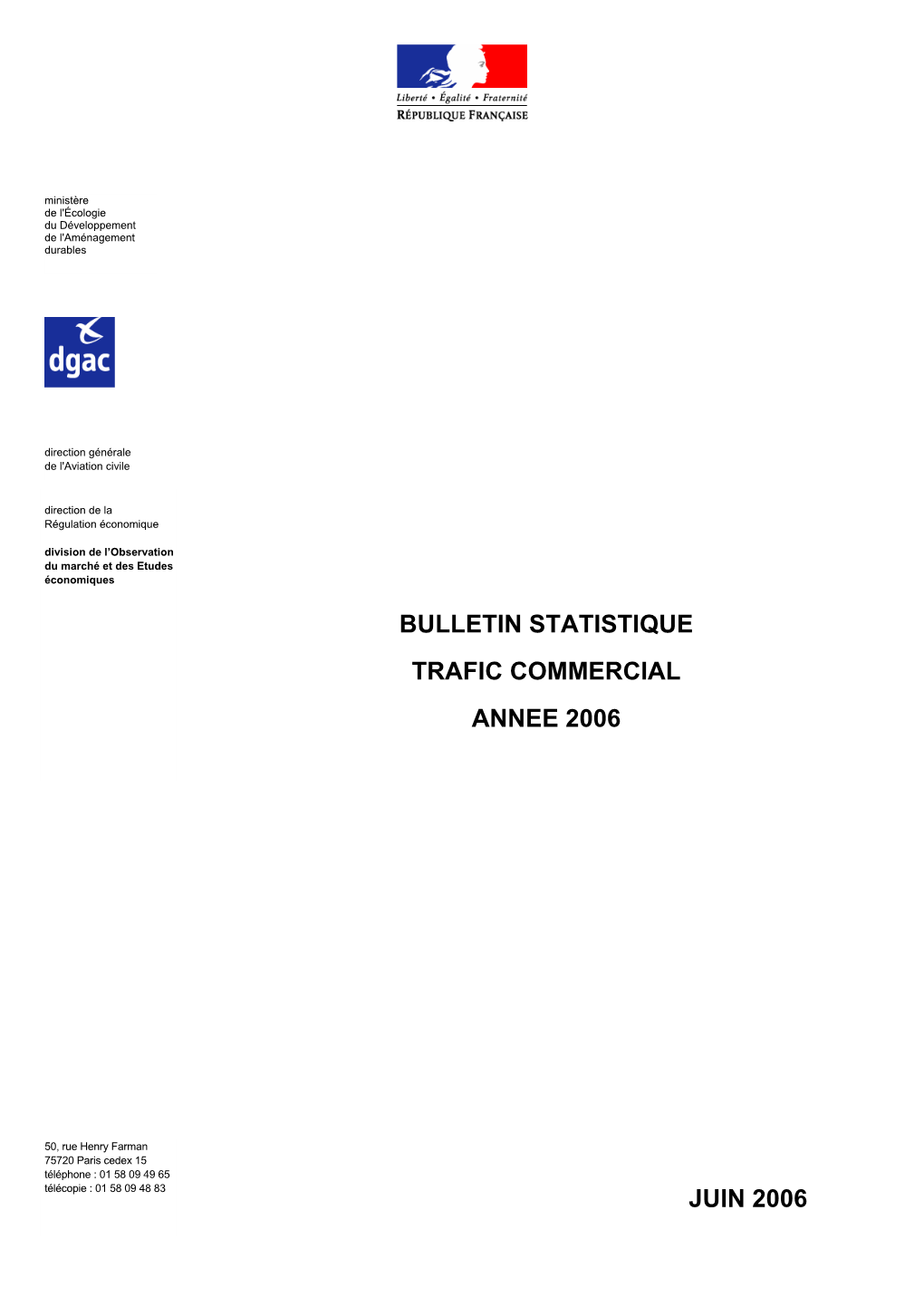 Bulletin Statistique Trafic Commercial 2006