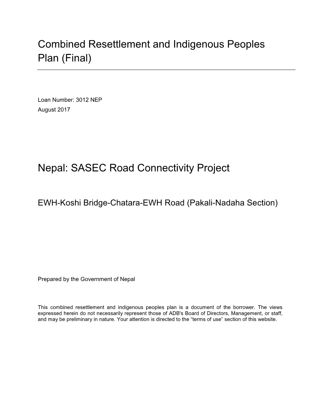 Nepal: SASEC Road Connectivity Project