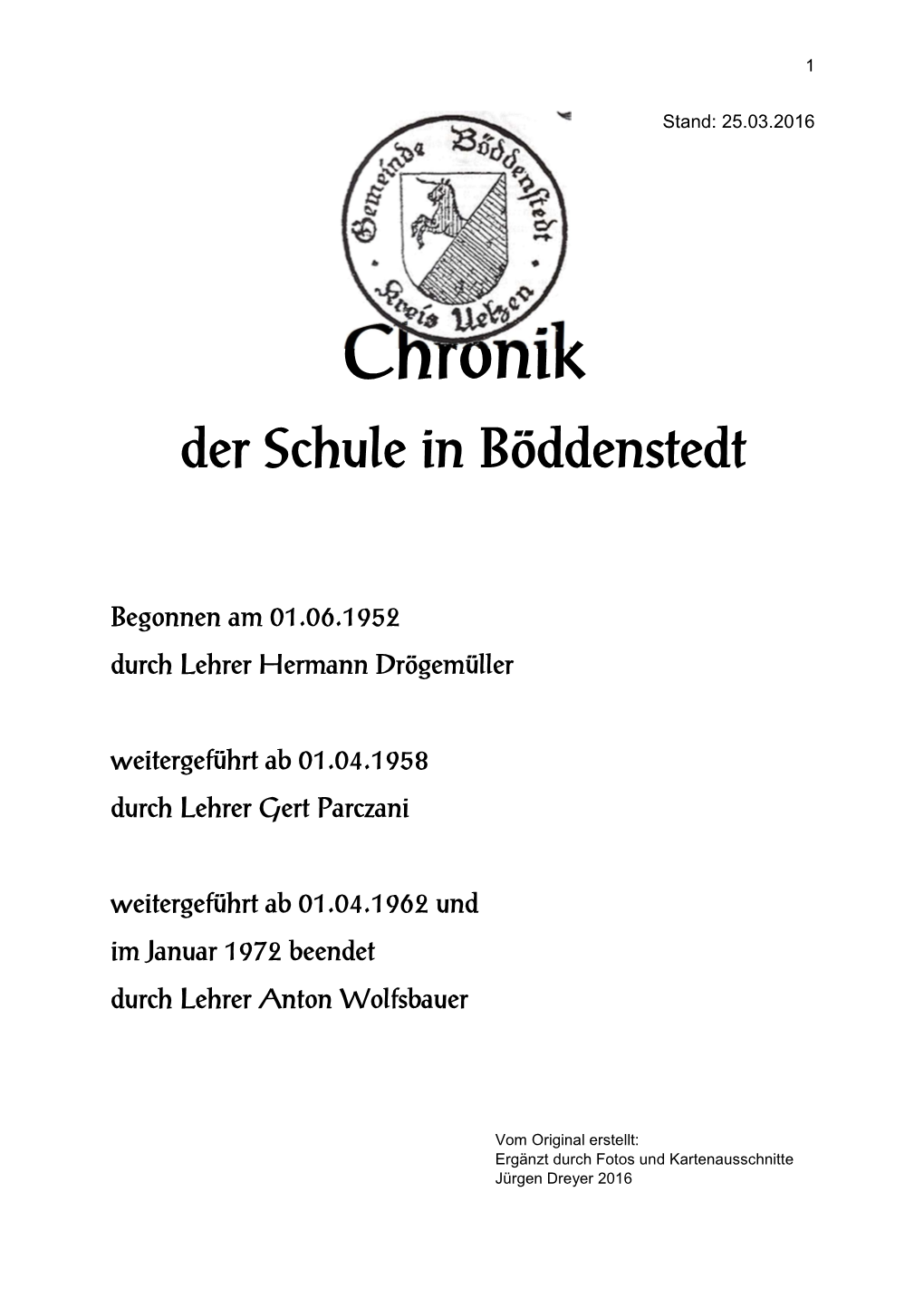 1952 Chronik Der Schule