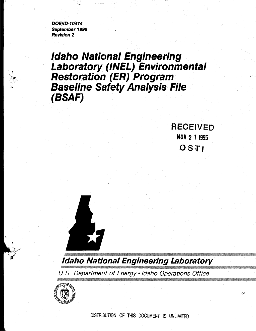 Environmental Restoration (ER) Program Baseline Safety Analysis File (BSAF)