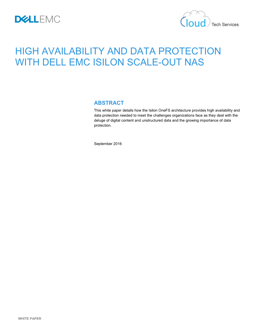 High Availability and Data Protection with Dell Emc Isilon Scale-Out Nas