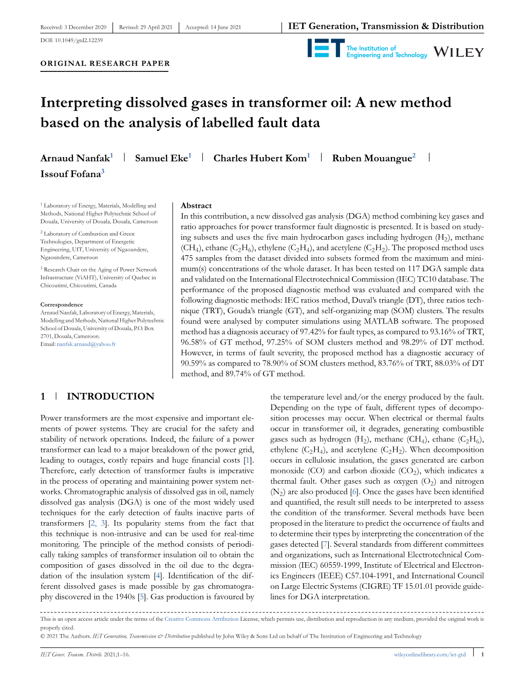 Interpreting Dissolved Gases in Transformer Oil: a New Method Based on the Analysis of Labelled Fault Data