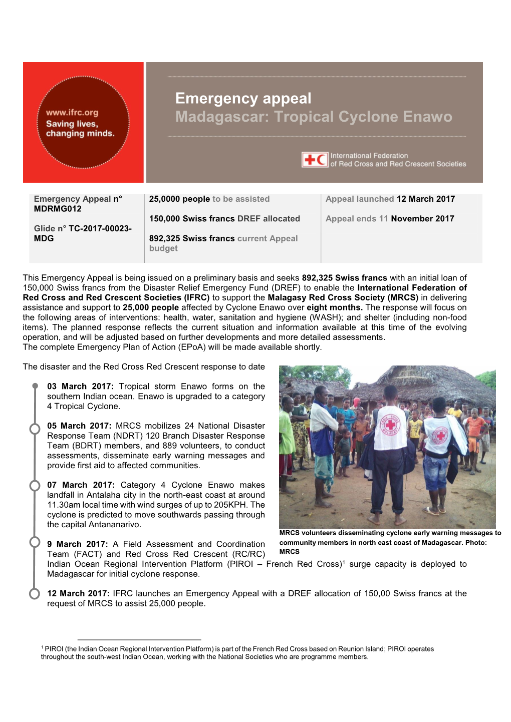 Emergency Appeal Madagascar: Tropical Cyclone Enawo