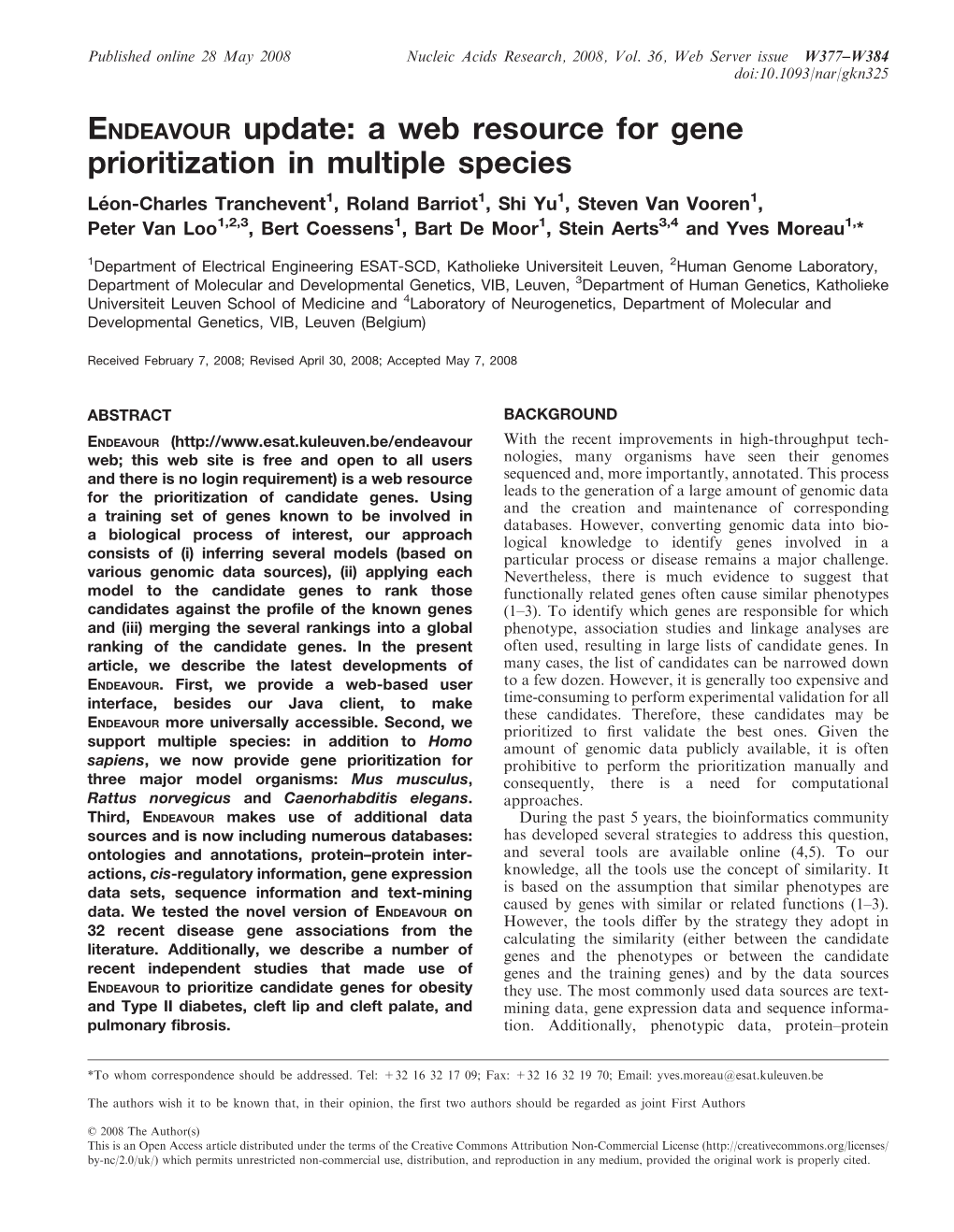 A Web Resource for Gene Prioritization in Multiple Species