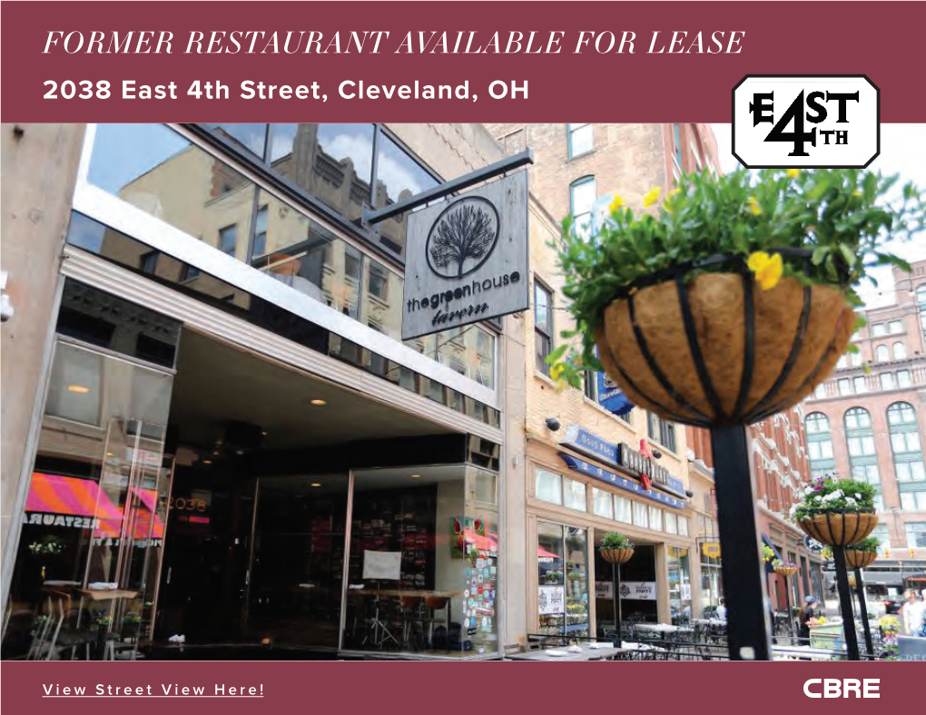 FORMER RESTAURANT AVAILABLE for LEASE 2038 East 4Th Street, Cleveland, OH