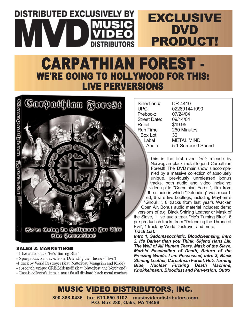 Carpathian Forest - We're Going to Hollywood for This: Live Perversions