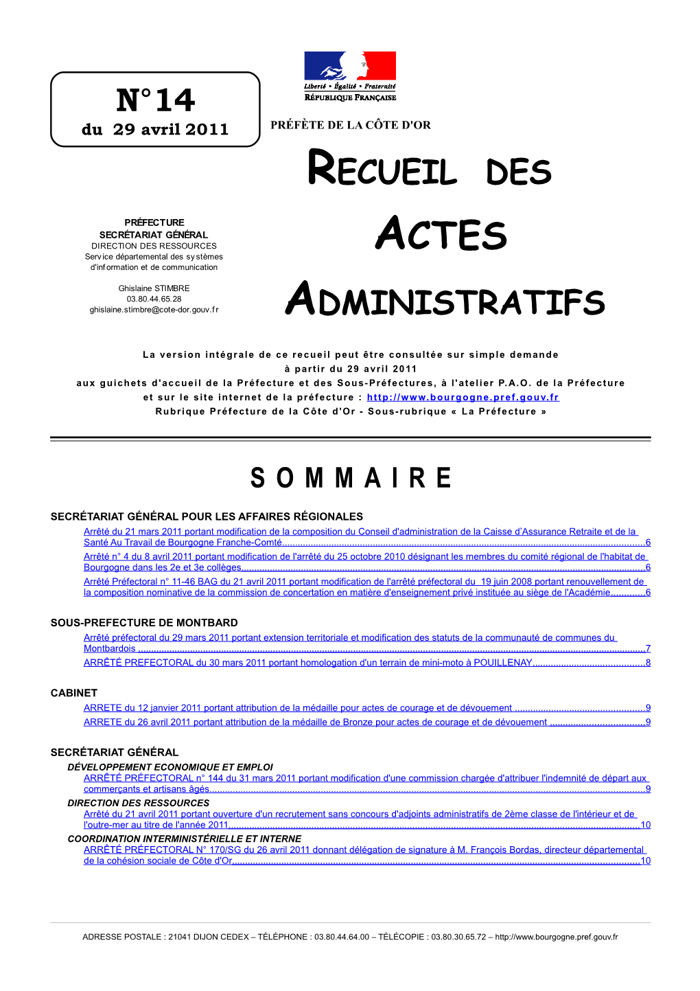 N°14 Recueil Des Administratifs