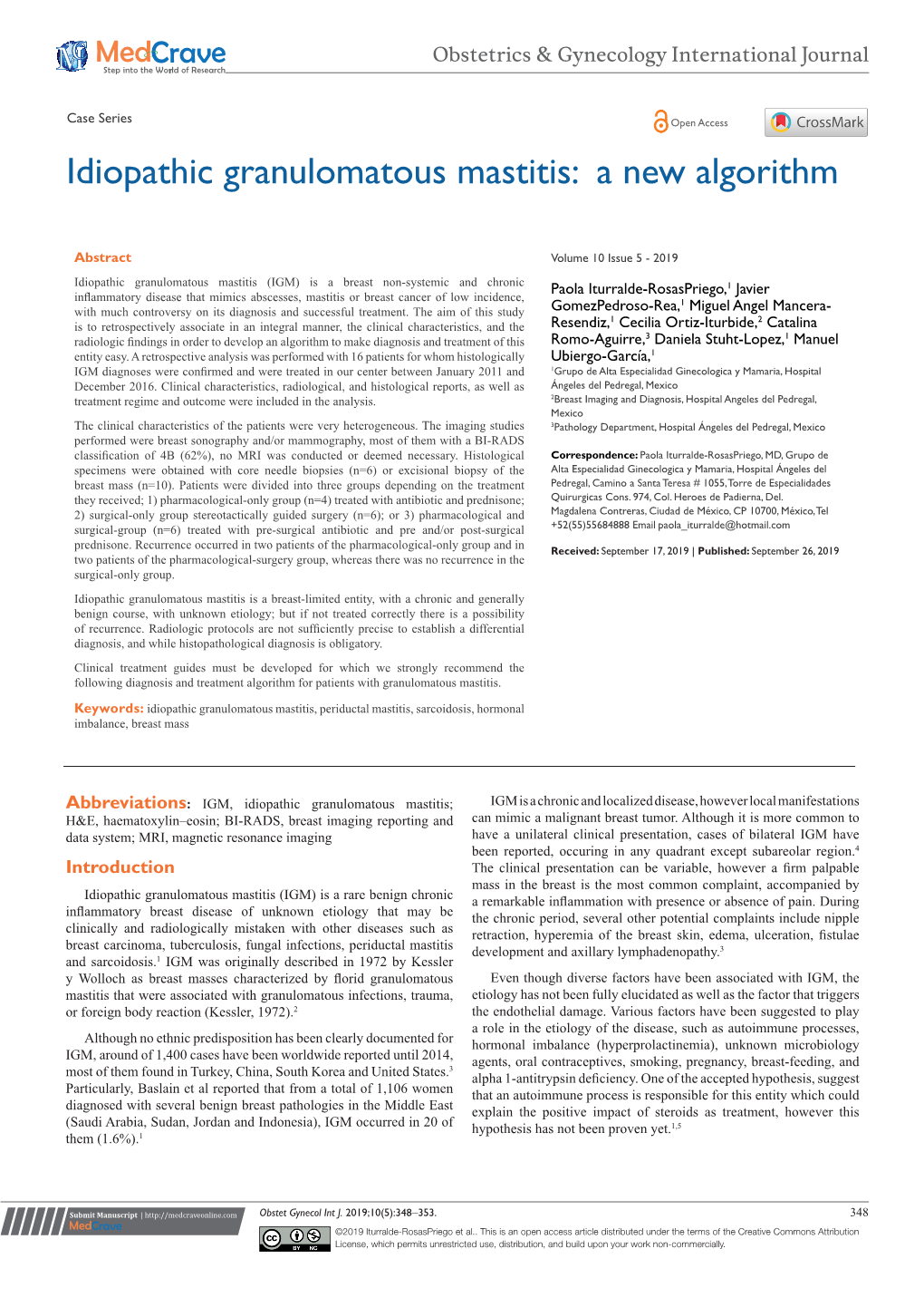 Idiopathic Granulomatous Mastitis: a New Algorithm