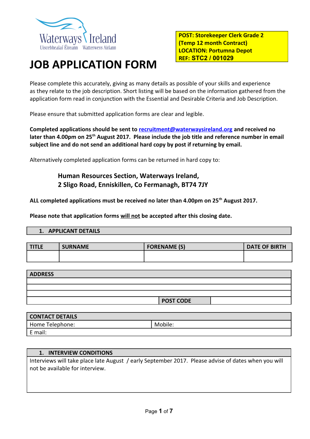 Job Application Form s14