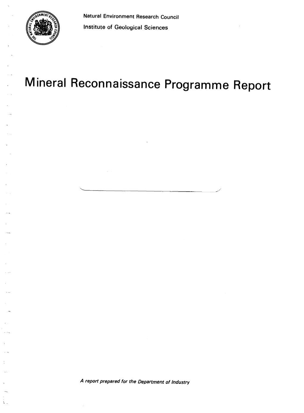 Mineral Reconnaissance Programme Report