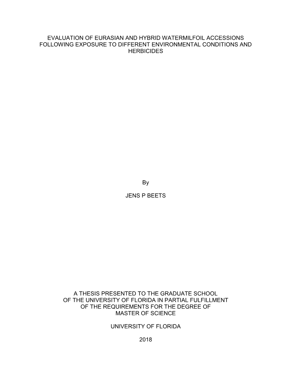 University of Florida Thesis Or Dissertation Formatting Template