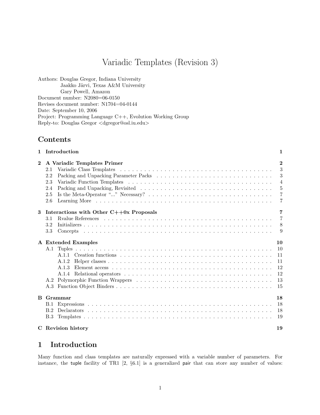 Variadic Templates (Revision 3)