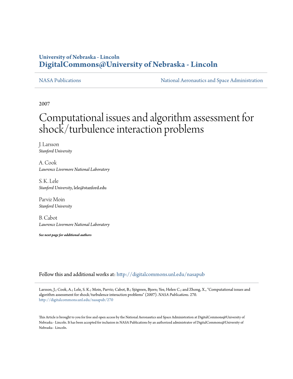 Computational Issues and Algorithm Assessment for Shock/Turbulence Interaction Problems J