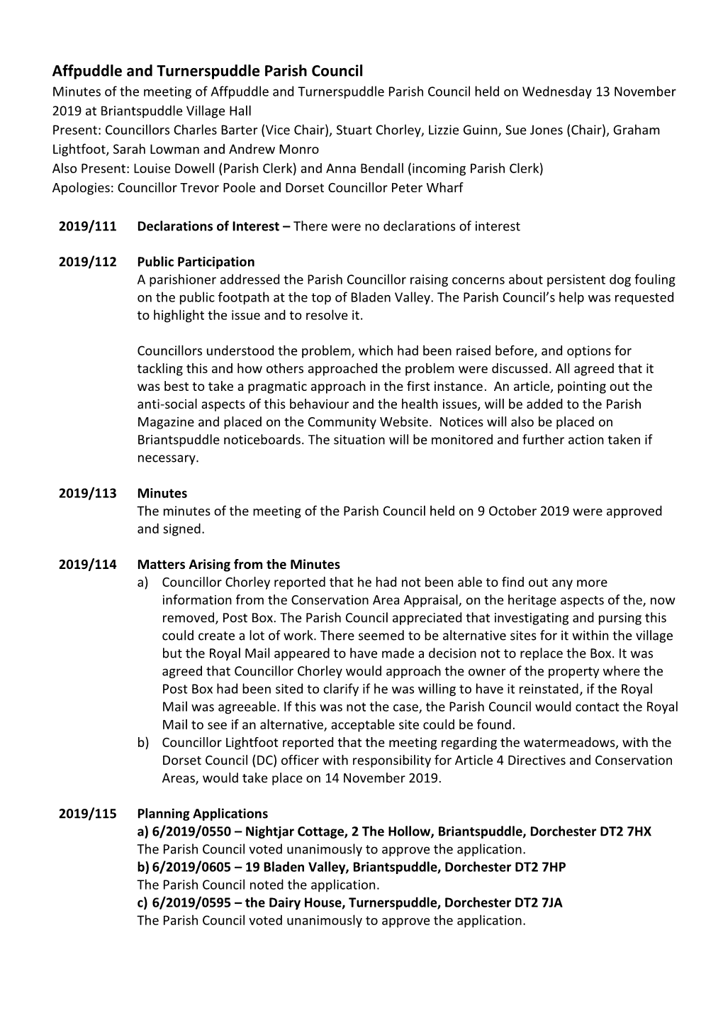 Affpuddle and Turnerspuddle Parish Council