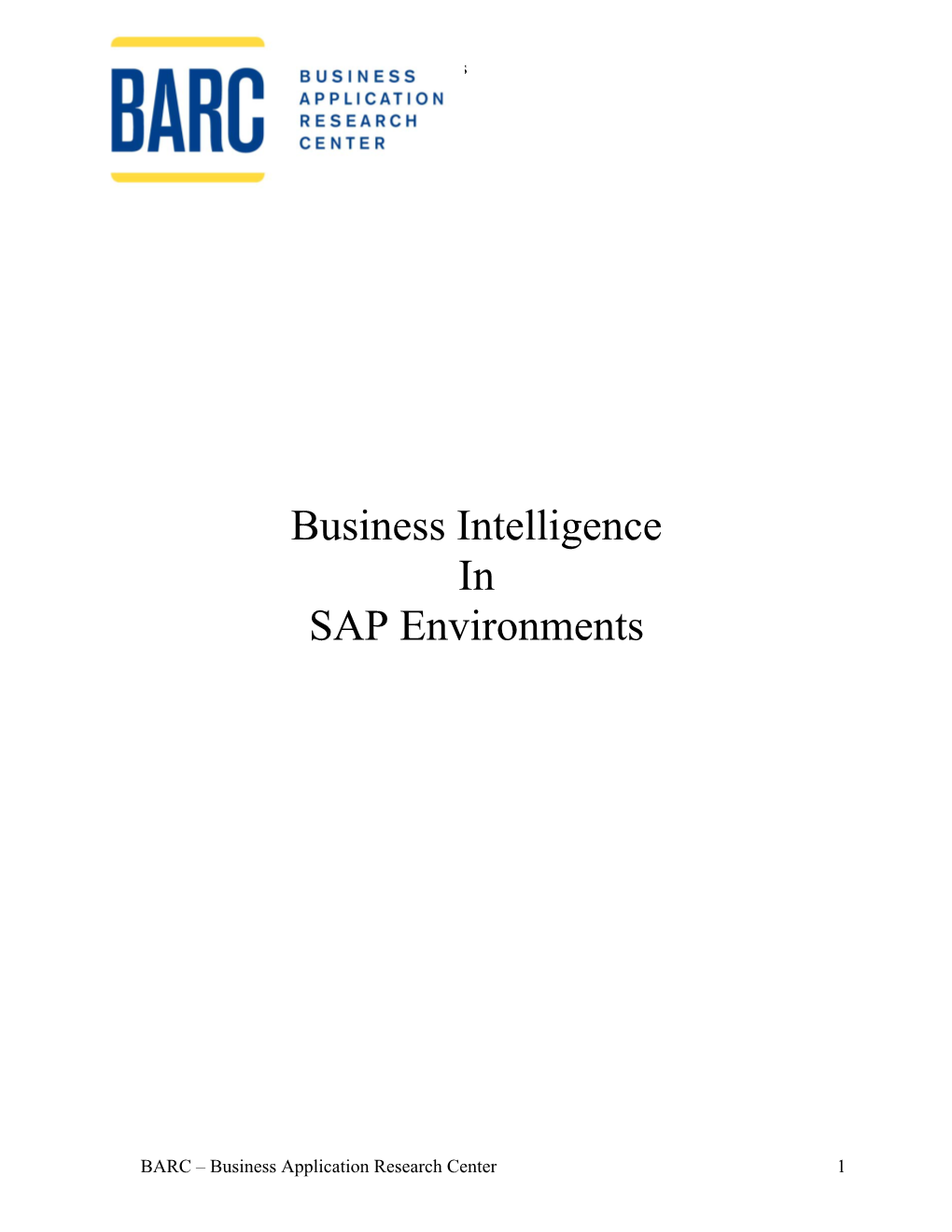 Business Intelligence in SAP Environments