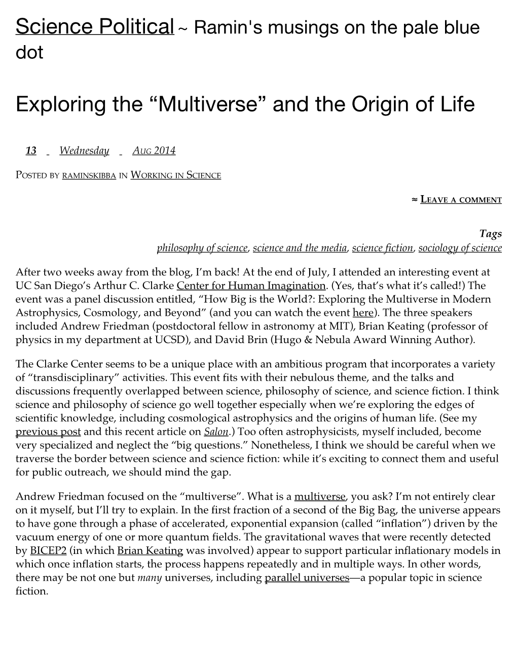 Exploring the “Multiverse” and the Origin of Life | Science Political