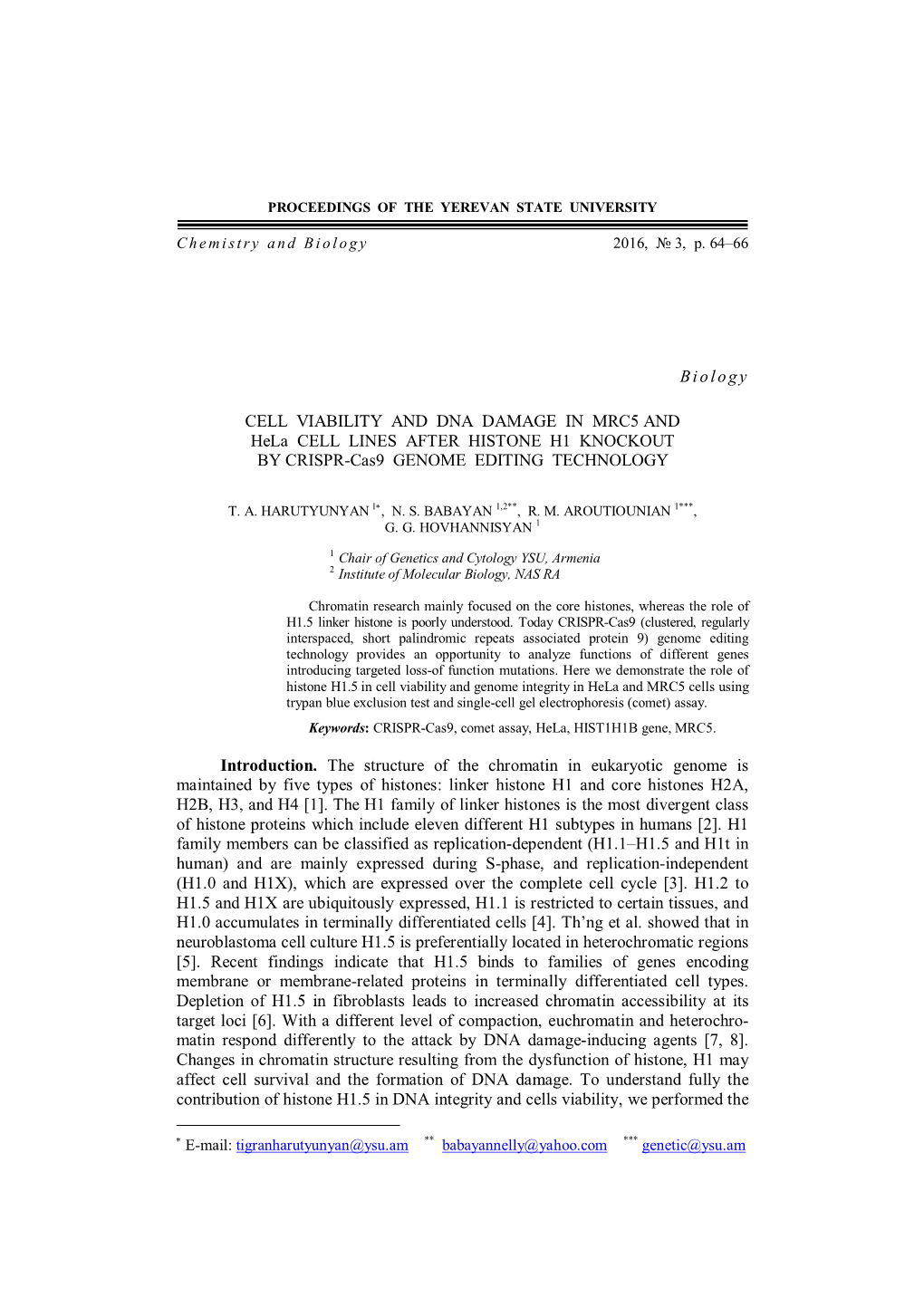 Biology CELL VIABILITY and DNA DAMAGE in MRC5 and Hela