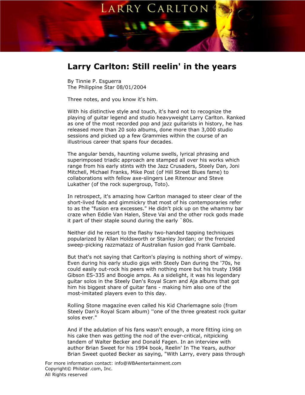 Larry Carlton: Still Reelin' in the Years
