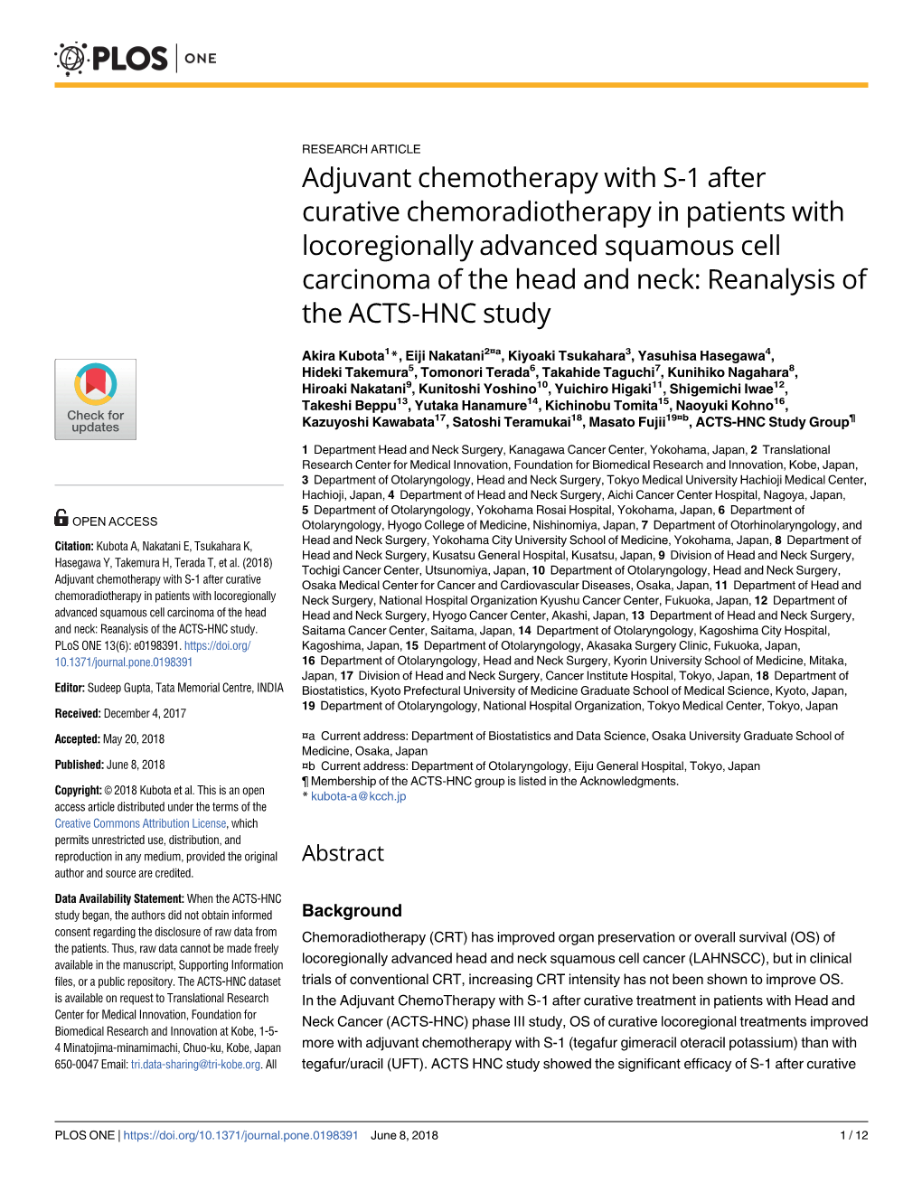 Adjuvant Chemotherapy with S-1 After Curative Chemoradiotherapy in Patients with Locoregionally Advanced Squamous Cell Carcinoma