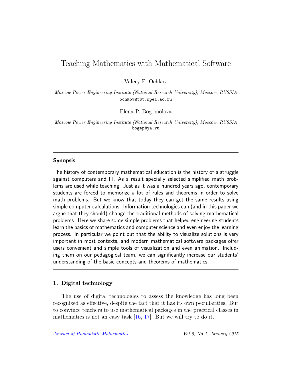 Teaching Mathematics with Mathematical Software