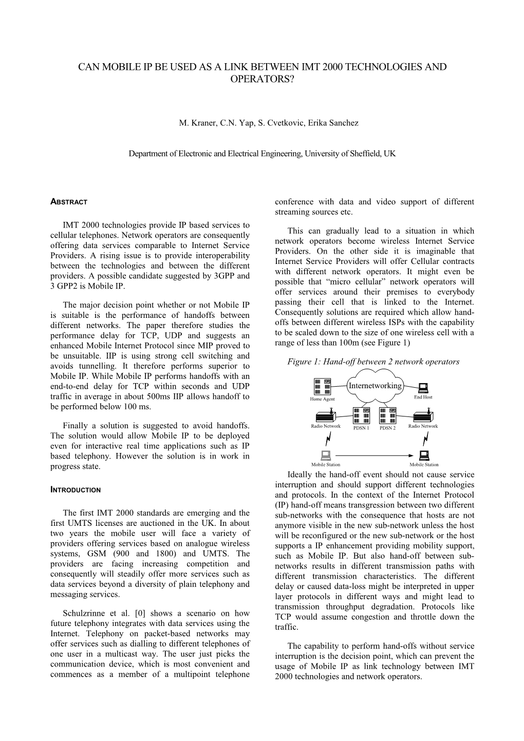 Can Mobile Ip Be Used As a Link Between Imt 2000 Technologies and Operators