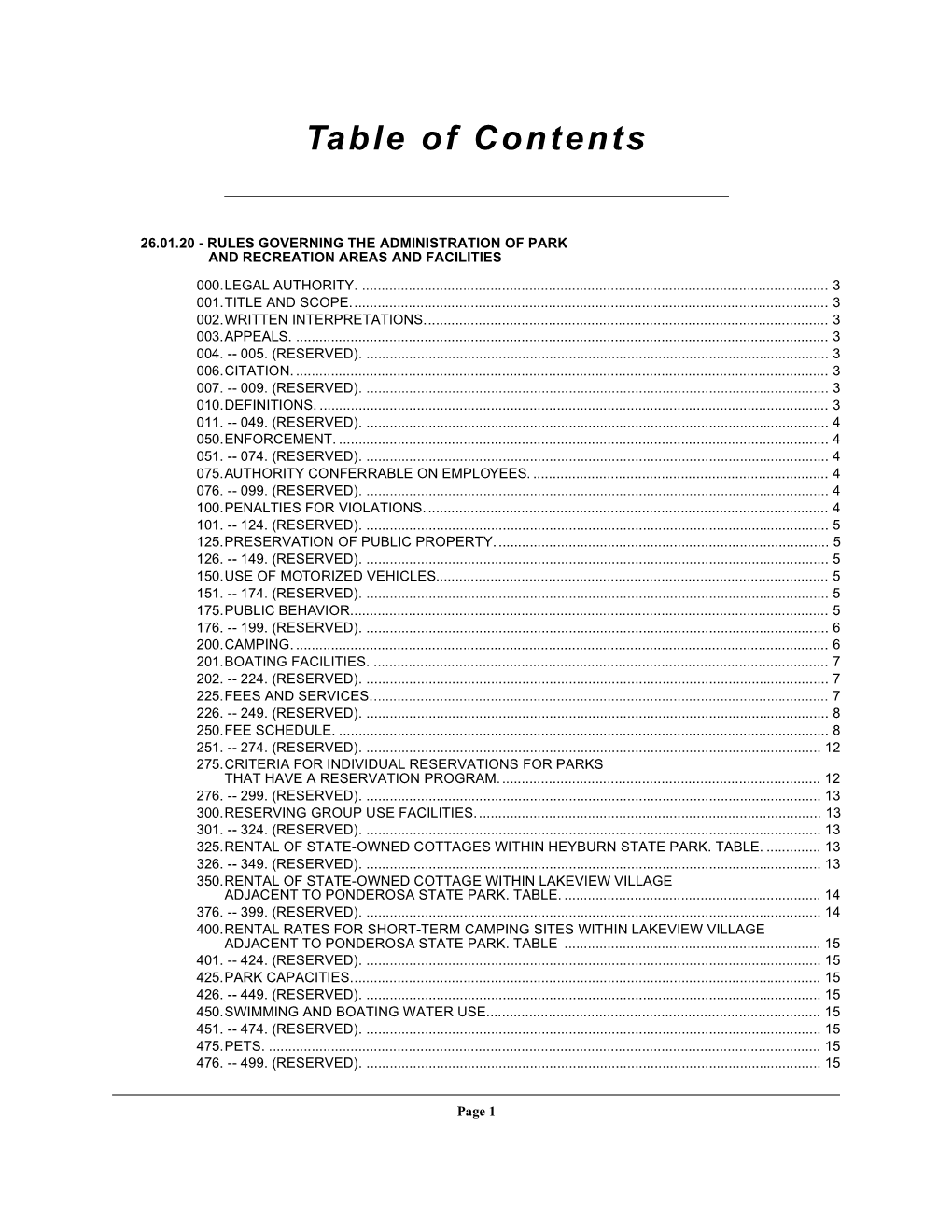 IDAPA 26 TITLE 01 Chapter 20