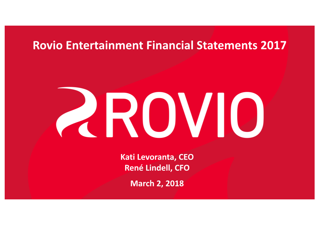 Rovio Entertainment Financial Statements 2017