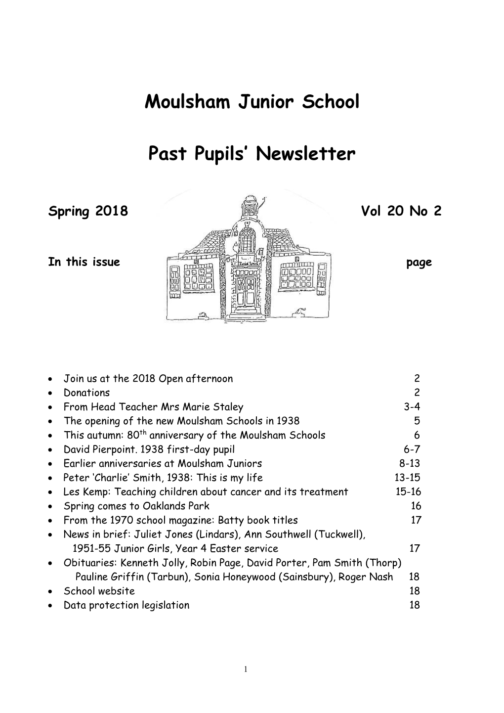 Moulsham Junior School Past Pupils' Newsletter