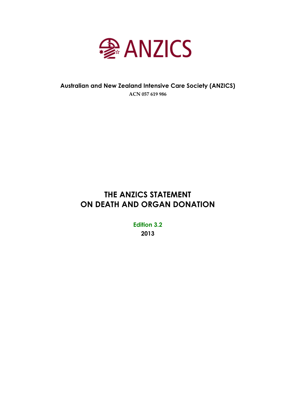 ANZICS Statement on Death and Organ Donation Edition 3.2 (3)