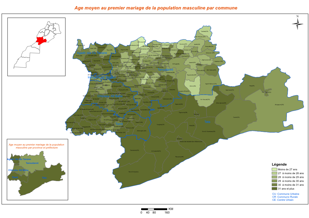 Age Moyen Au Premier Mariage De La Population Masculine Par Commune Ü Toubkal(CR)