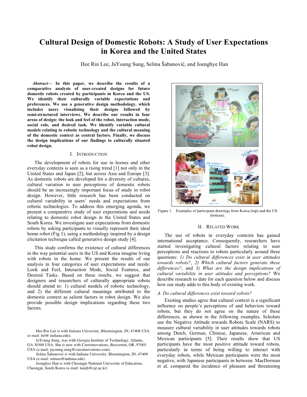 Cultural Design of Domestic Robots: a Study of User Expectations in Korea and the United States