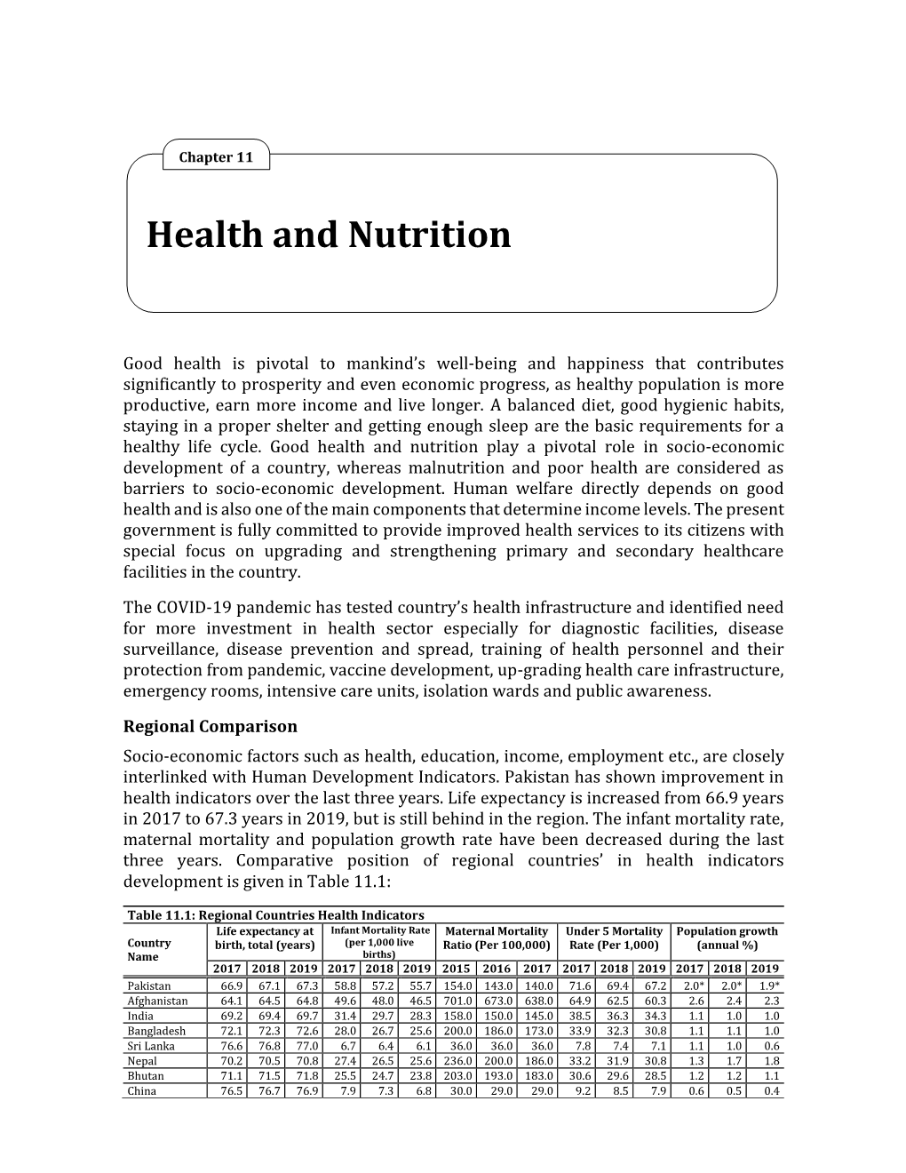 Health and Nutrition