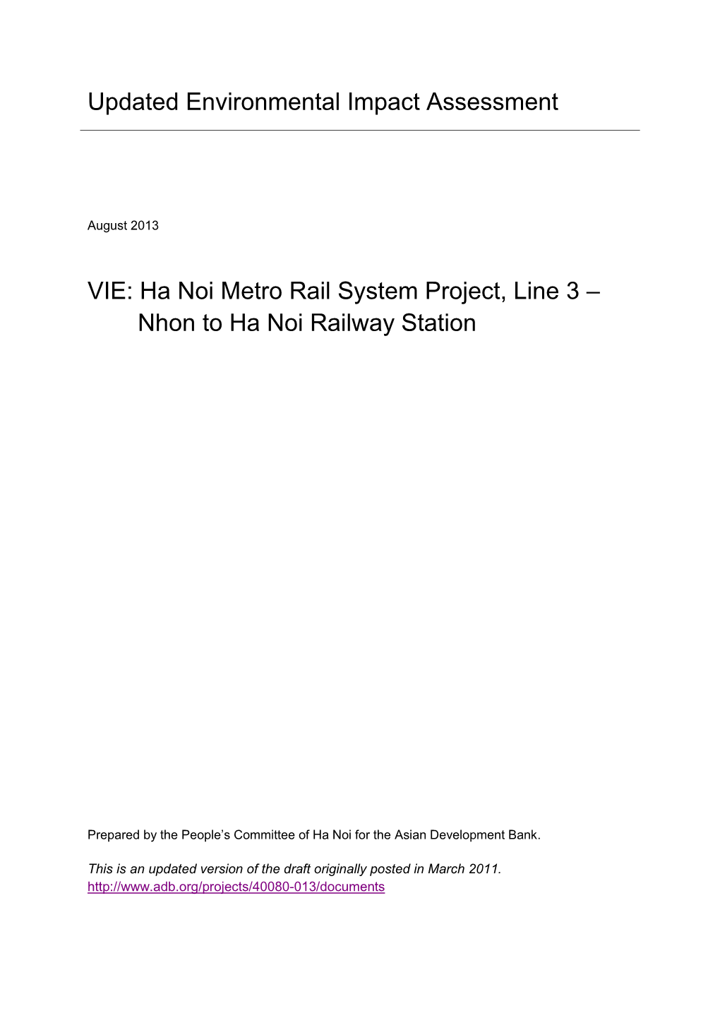 40080-013: Ha Noi Metro Rail System Project