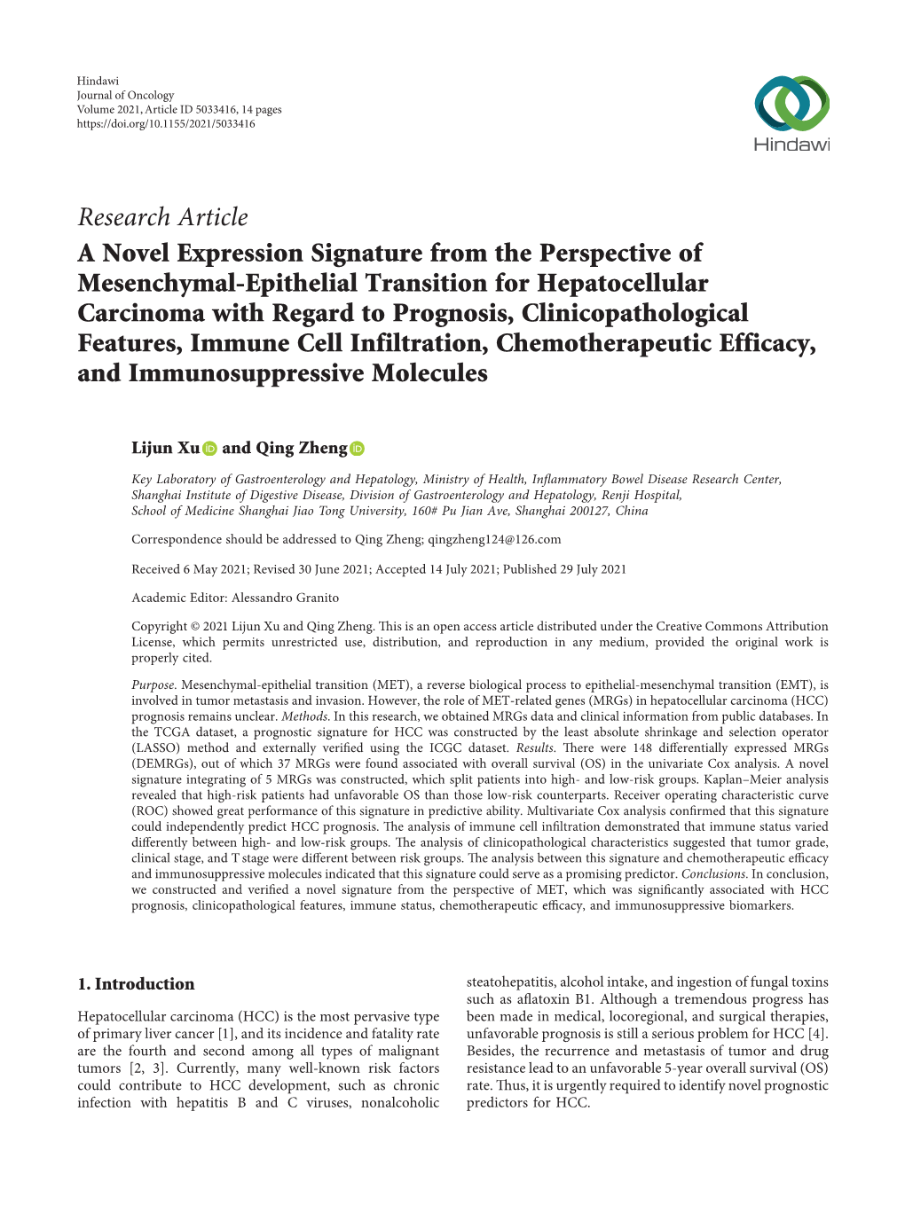 A Novel Expression Signature from the Perspective of Mesenchymal