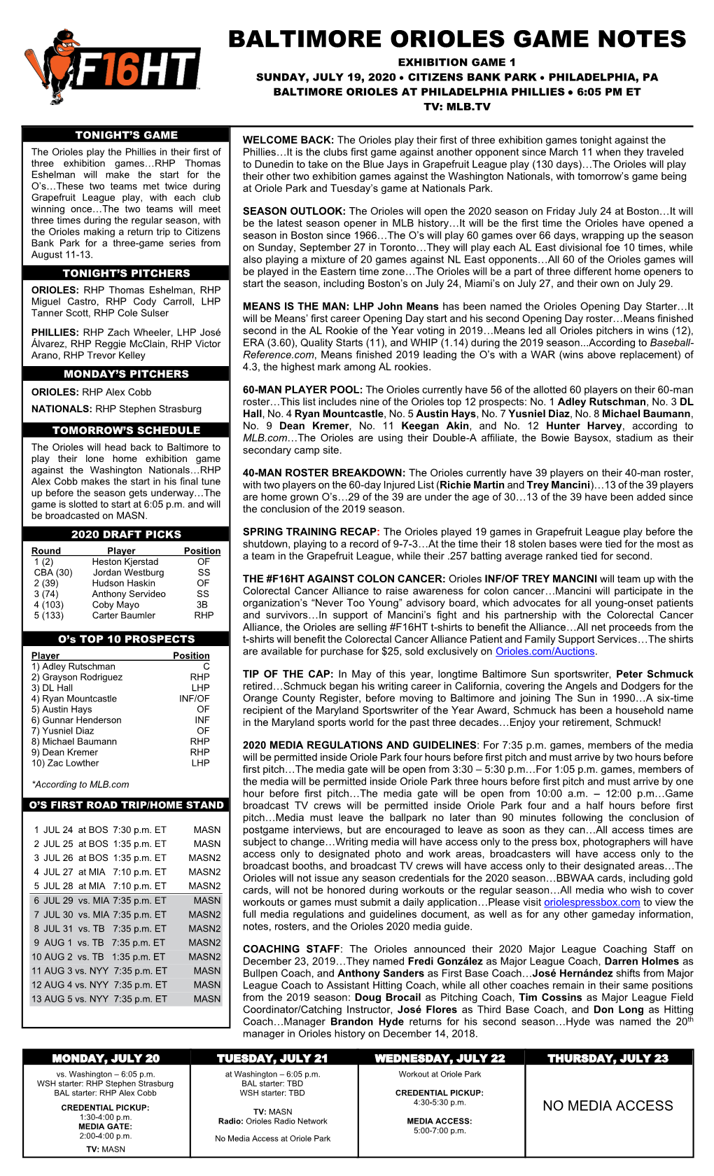 Orioles Game Information • August 26, 2008