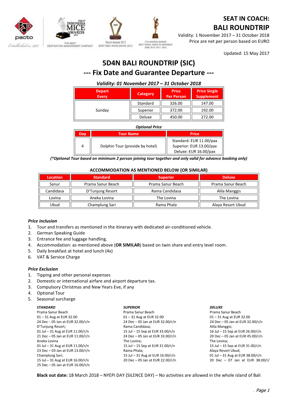 5D4N BALI ROUNDTRIP (SIC) --- Fix Date and Guarantee Departure