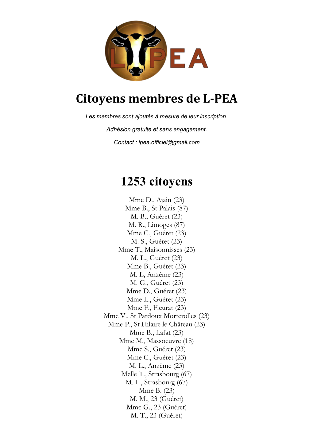 Citoyens Membres De L-PEA 1253 Citoyens