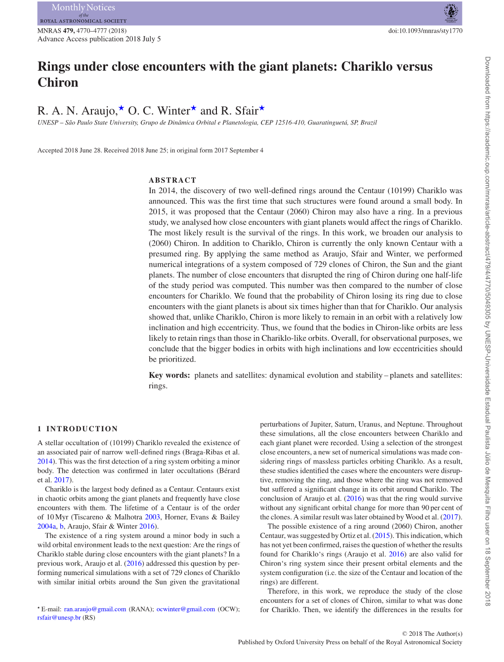 Rings Under Close Encounters with the Giant Planets: Chariklo Versus Chiron