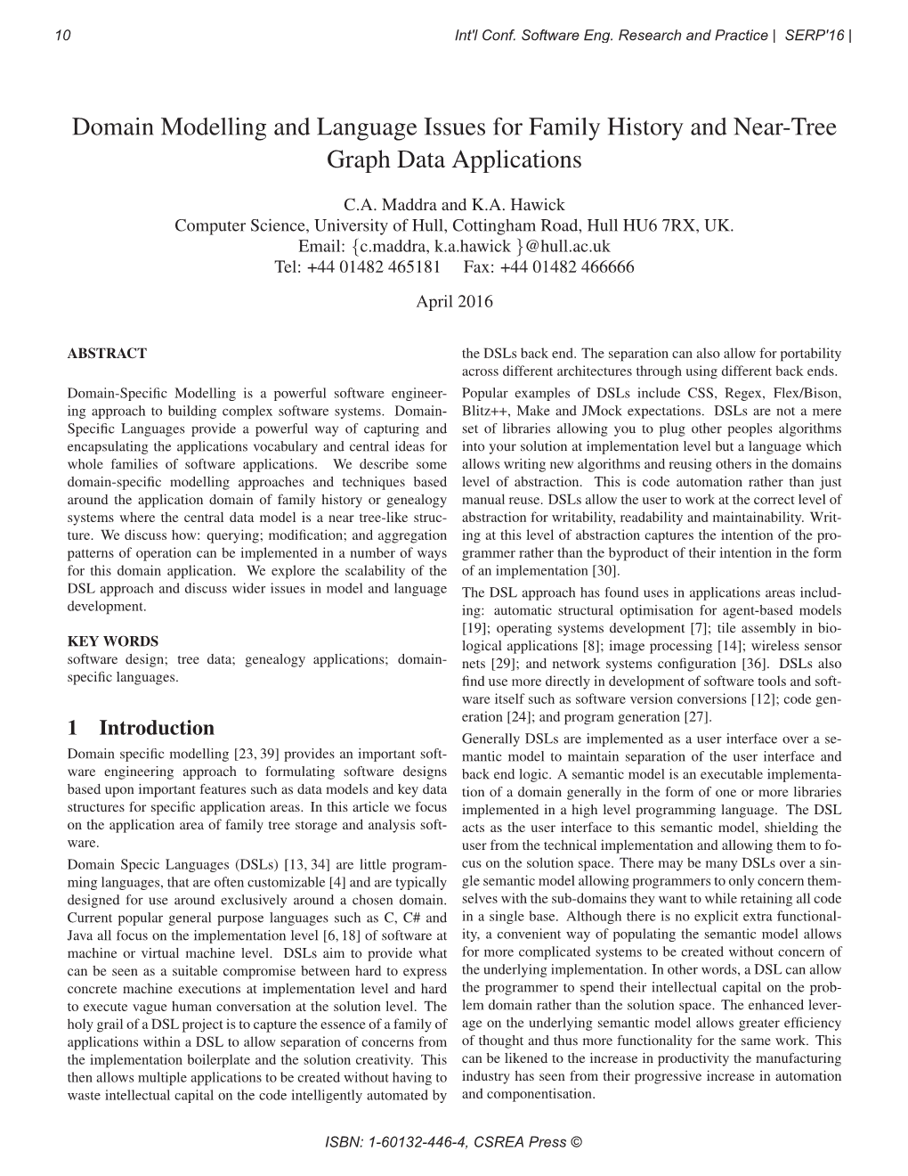 Domain Modelling and Language Issues for Family History and Near-Tree Graph Data Applications