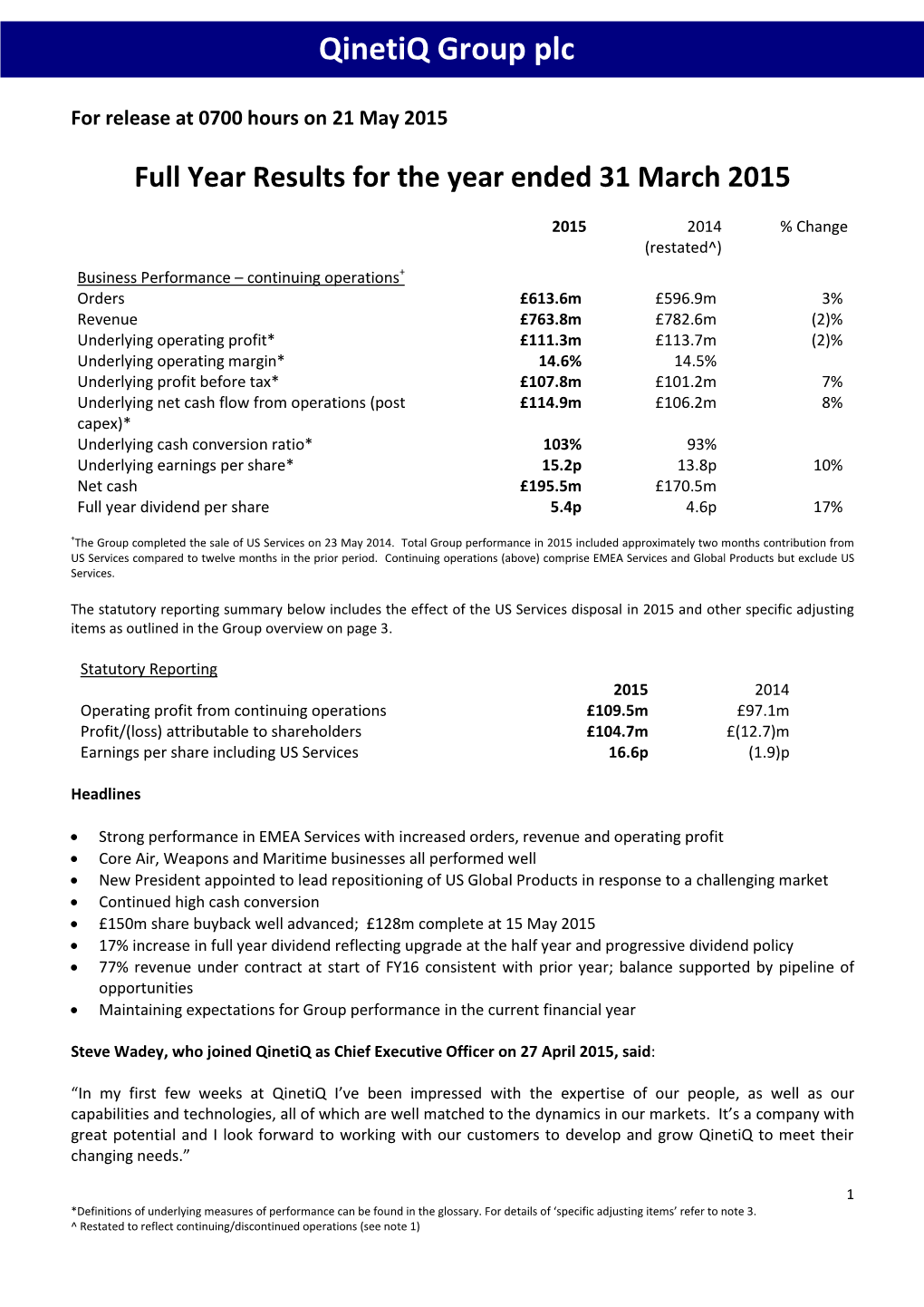 Qinetiq Group Plc