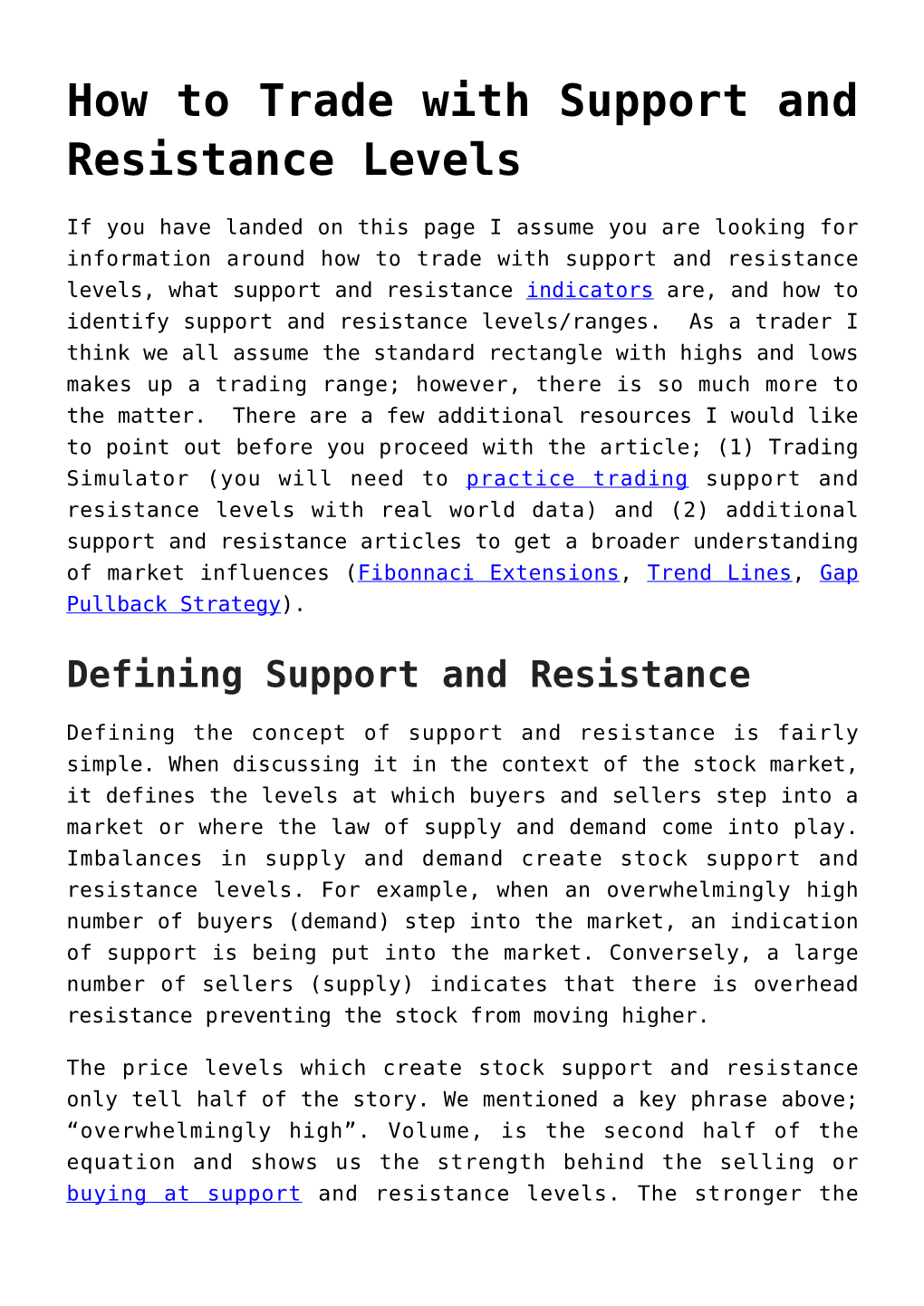 How to Trade with Support and Resistance Levels