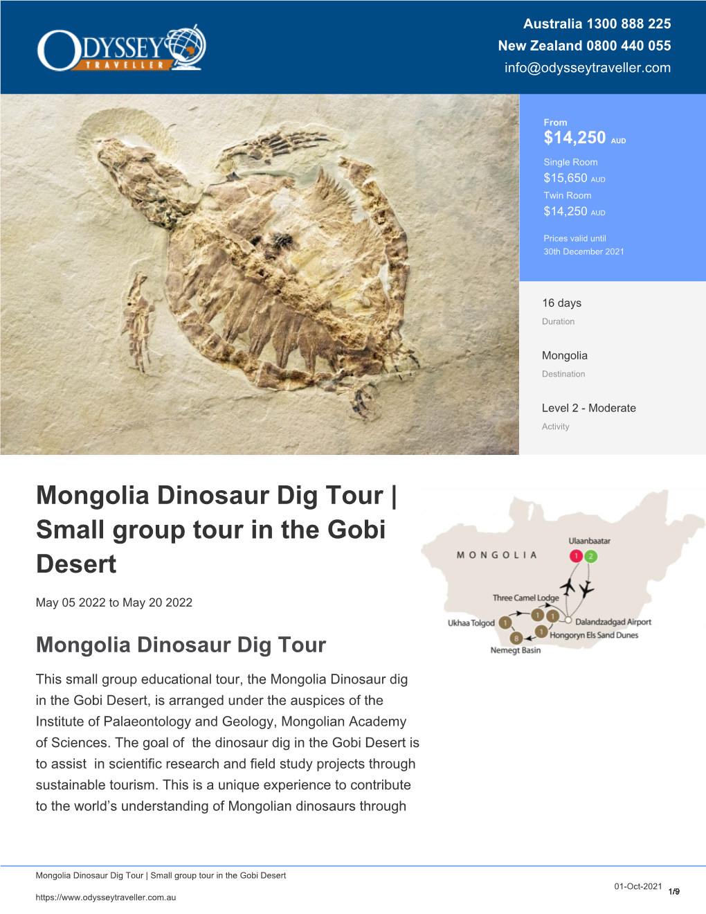 Gobi Desert Dinosaur Dig Small Group Tour (2020)