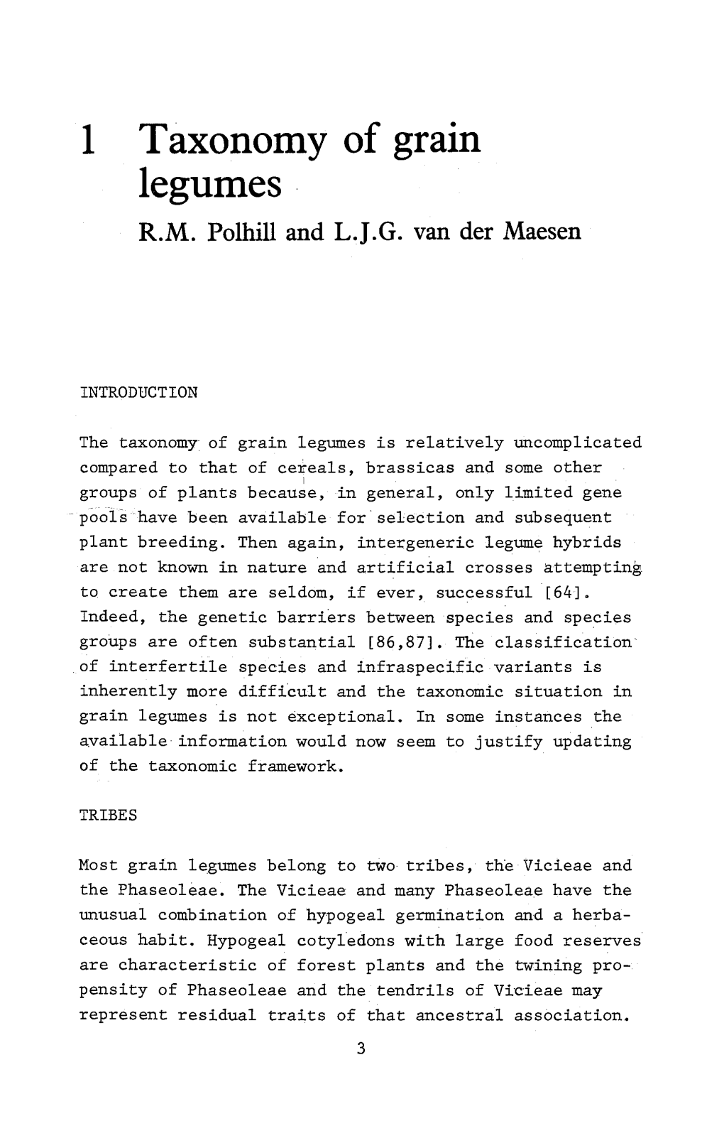 1 Taxonomy of Grain Legumes R.M