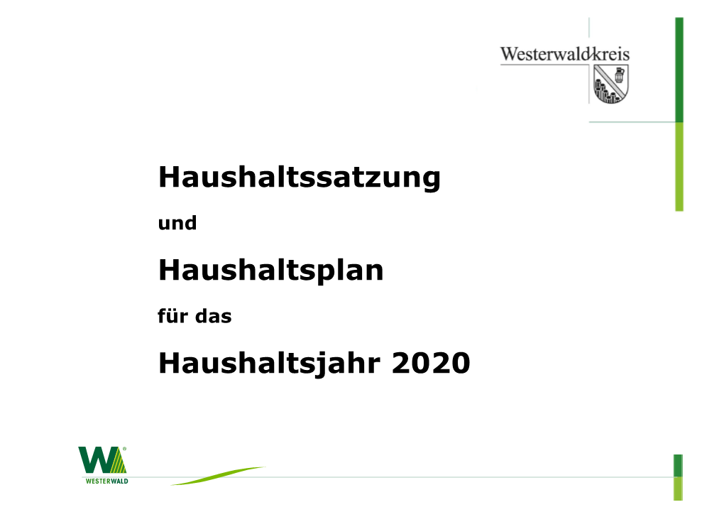 Haushaltssatzung Haushaltsplan Haushaltsjahr 2020