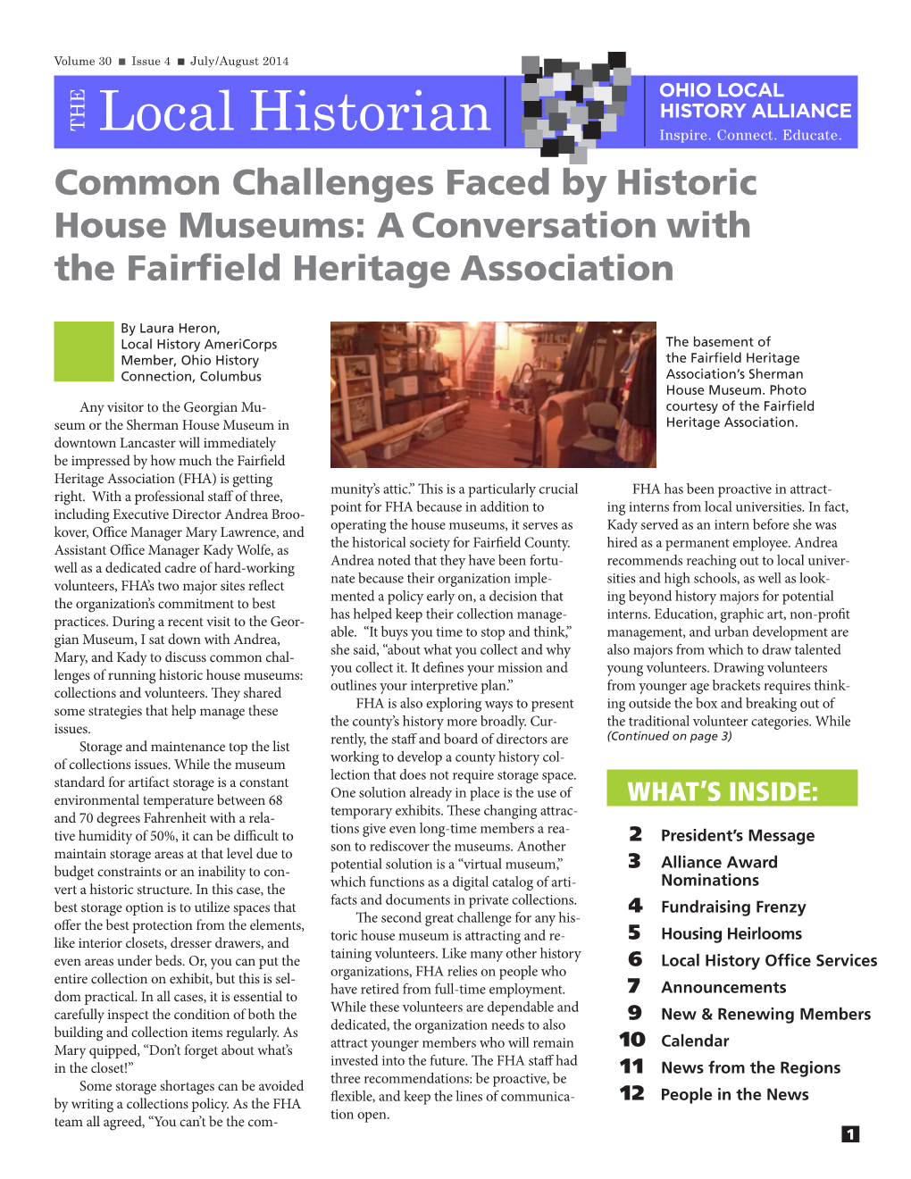 Local Historian Common Challenges Faced by Historic House Museums: a Conversation with the Fairfield Heritage Association