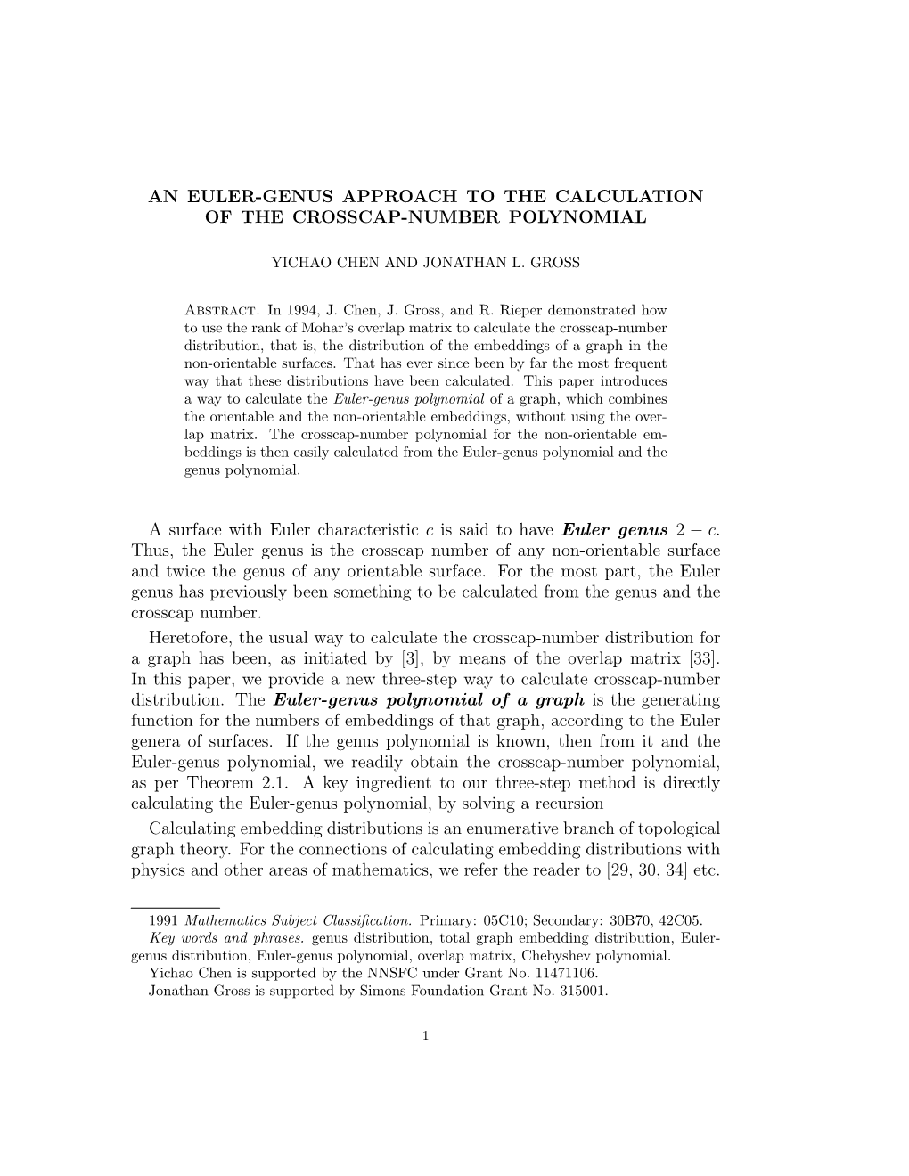 An Euler-Genus Approach to the Calculation of the Crosscap-Number Polynomial