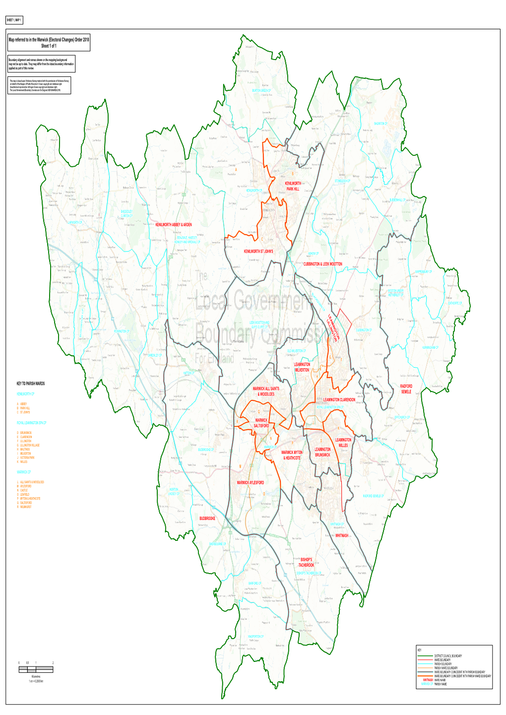 Map Referred to in the Warwick (Electoral Changes) Order 2018 Sheet 1 of 1