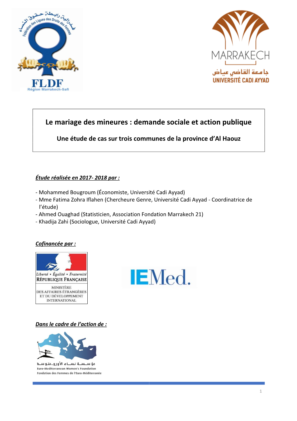 Le Mariage Des Mineures : Demande Sociale Et Action Publique