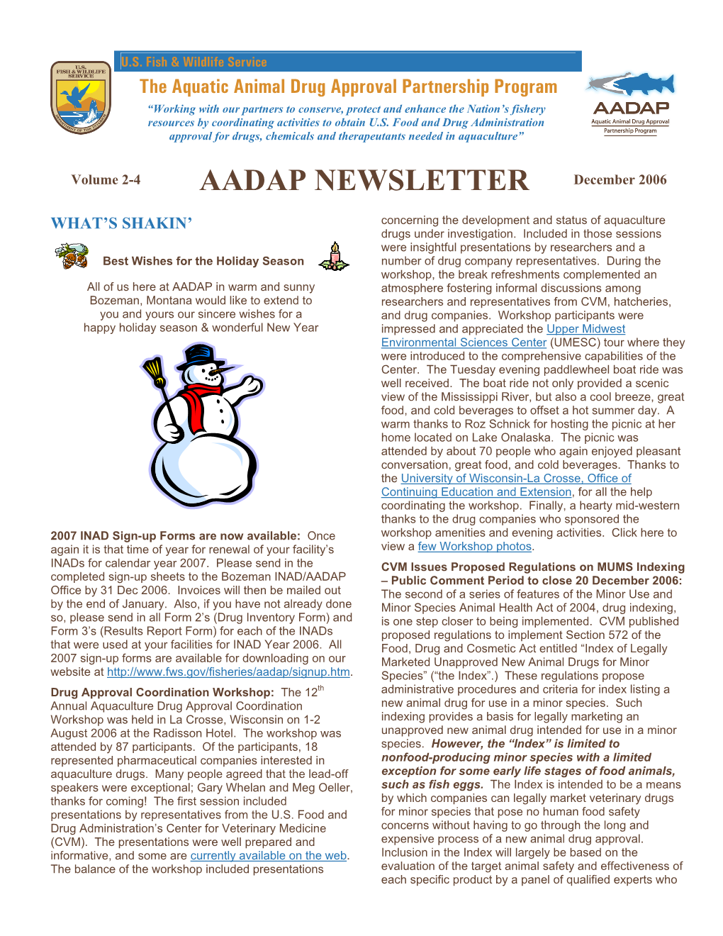 AADAP NEWSLETTER December 2006